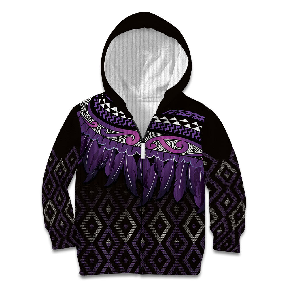Aotearoa Maori Ngati Porou Iwi Kid Hoodie Korowai Tukutuku Kaokao Motifs