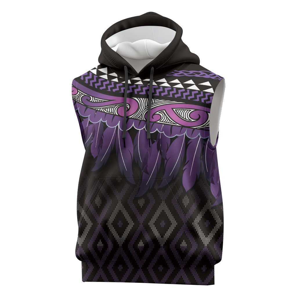 Aotearoa Maori Ngati Porou Iwi Sleeveless Hoodie Korowai Tukutuku Kaokao Motifs
