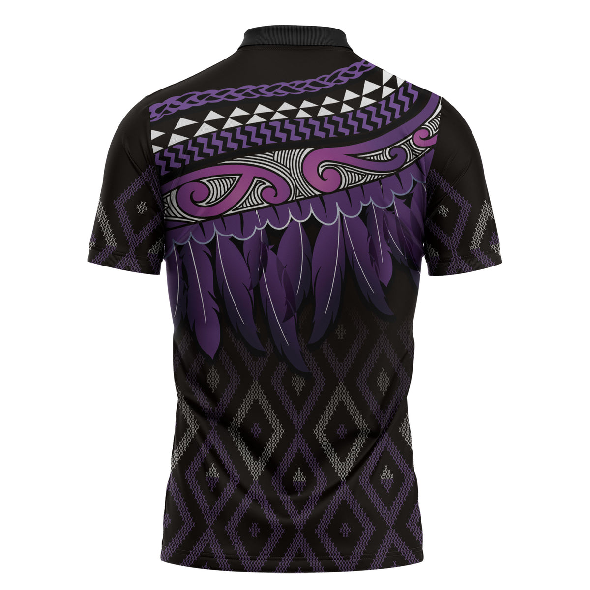 Aotearoa Maori Ngati Porou Iwi Zipper Polo Shirt Korowai Tukutuku Kaokao Motifs