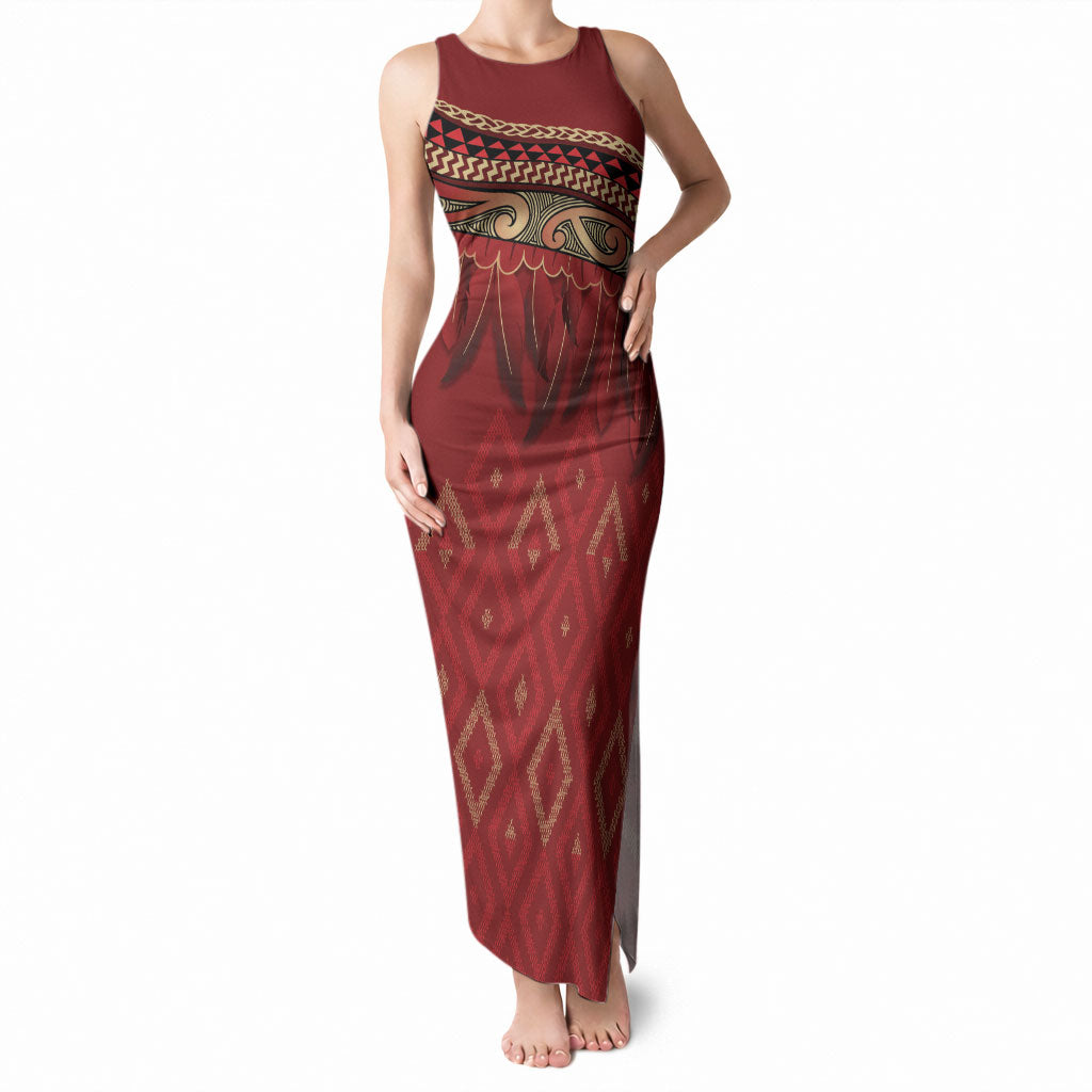 Aotearoa Maori Waikato Tainui Iwi Tank Maxi Dress Korowai Tukutuku Kaokao Motifs