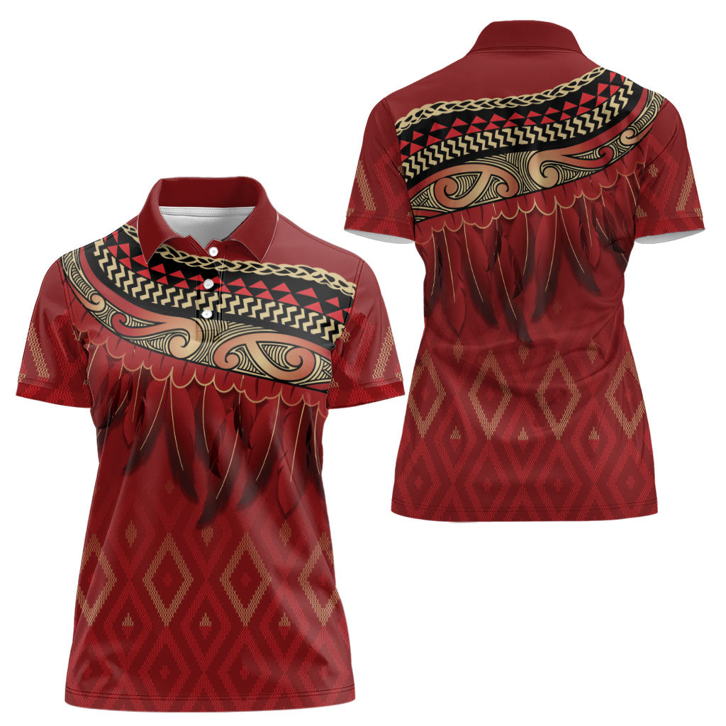 Aotearoa Maori Waikato Tainui Iwi Women Polo Shirt Korowai Tukutuku Kaokao Motifs