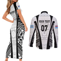 personalised-fiji-rugby-couples-matching-short-sleeve-bodycon-dress-and-long-sleeve-button-shirts-2023-world-cup-history-makers-white-ver