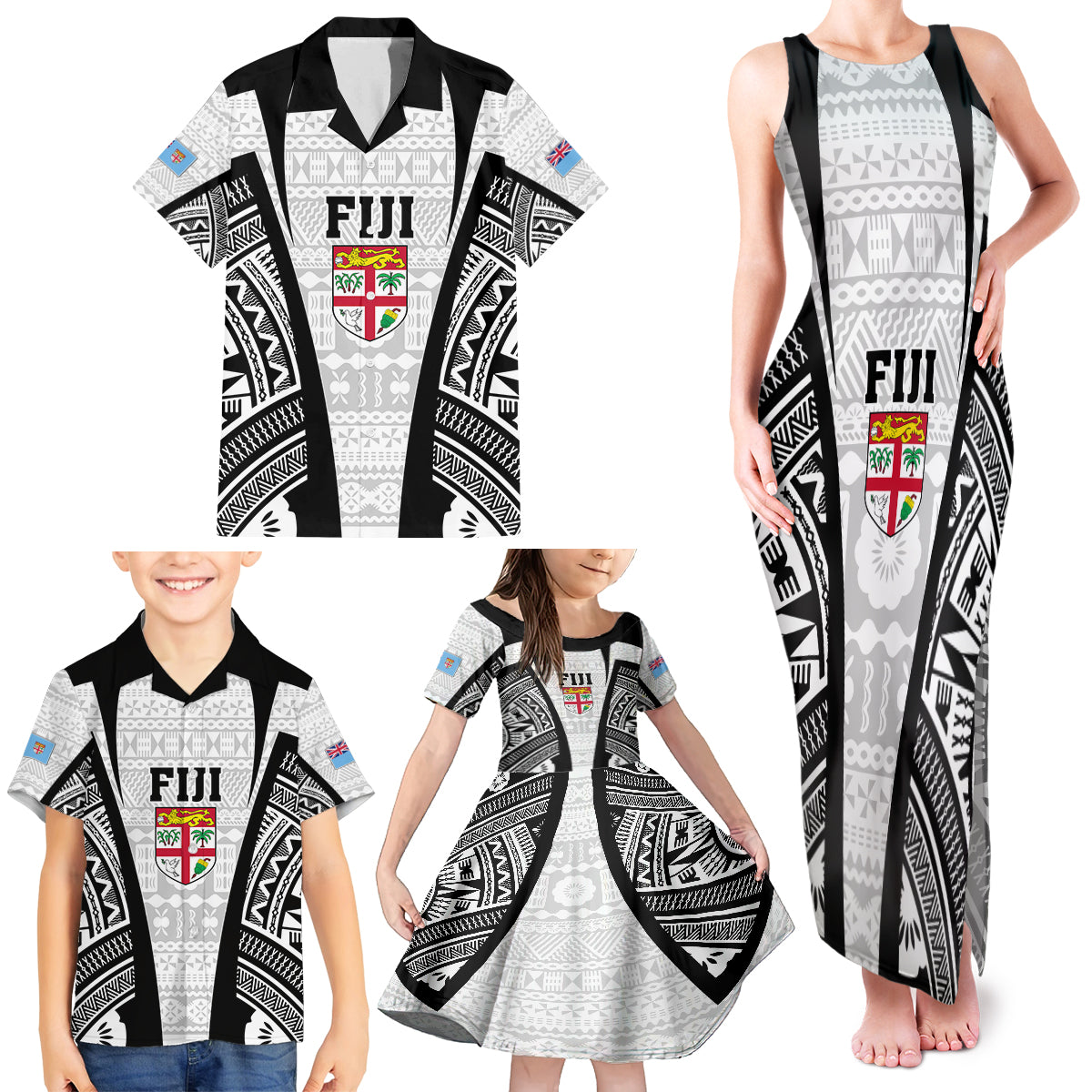 personalised-fiji-rugby-family-matching-tank-maxi-dress-and-hawaiian-shirt-2023-world-cup-history-makers-white-ver