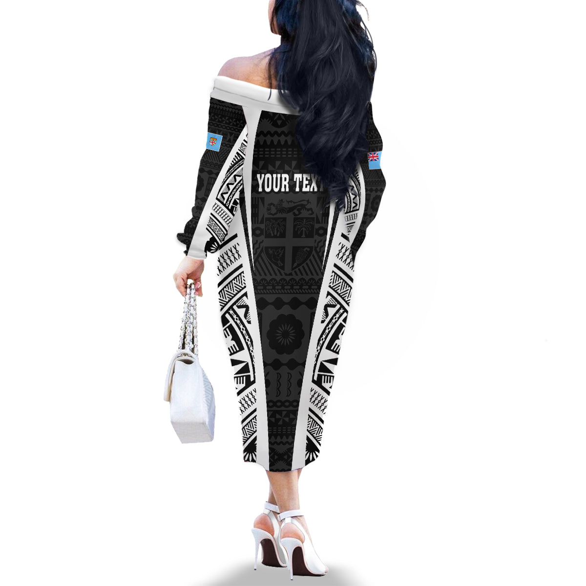 personalised-fiji-rugby-family-matching-off-shoulder-long-sleeve-dress-and-hawaiian-shirt-2023-world-cup-history-makers-black-ver