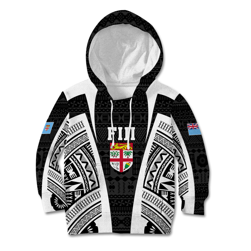 Personalised Fiji Rugby Kid Hoodie 2023 World Cup History Makers - Black Ver LT7 Hoodie Black - Polynesian Pride