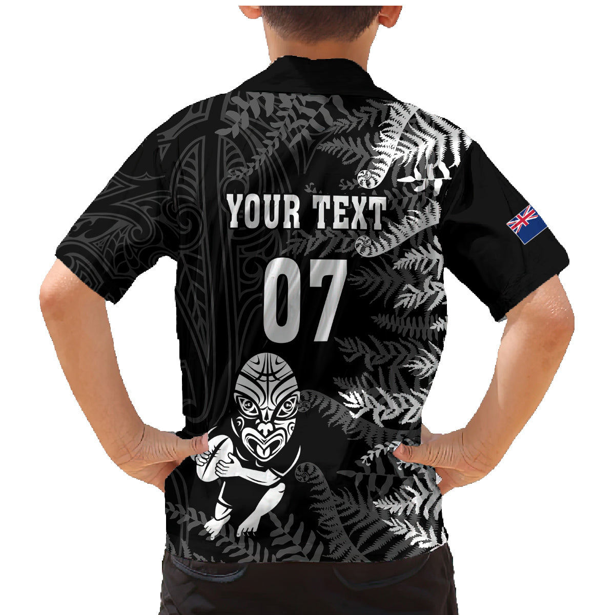 personalised-new-zealand-rugby-family-matching-mermaid-dress-and-hawaiian-shirt-silver-fern-basic-2023-world-cup