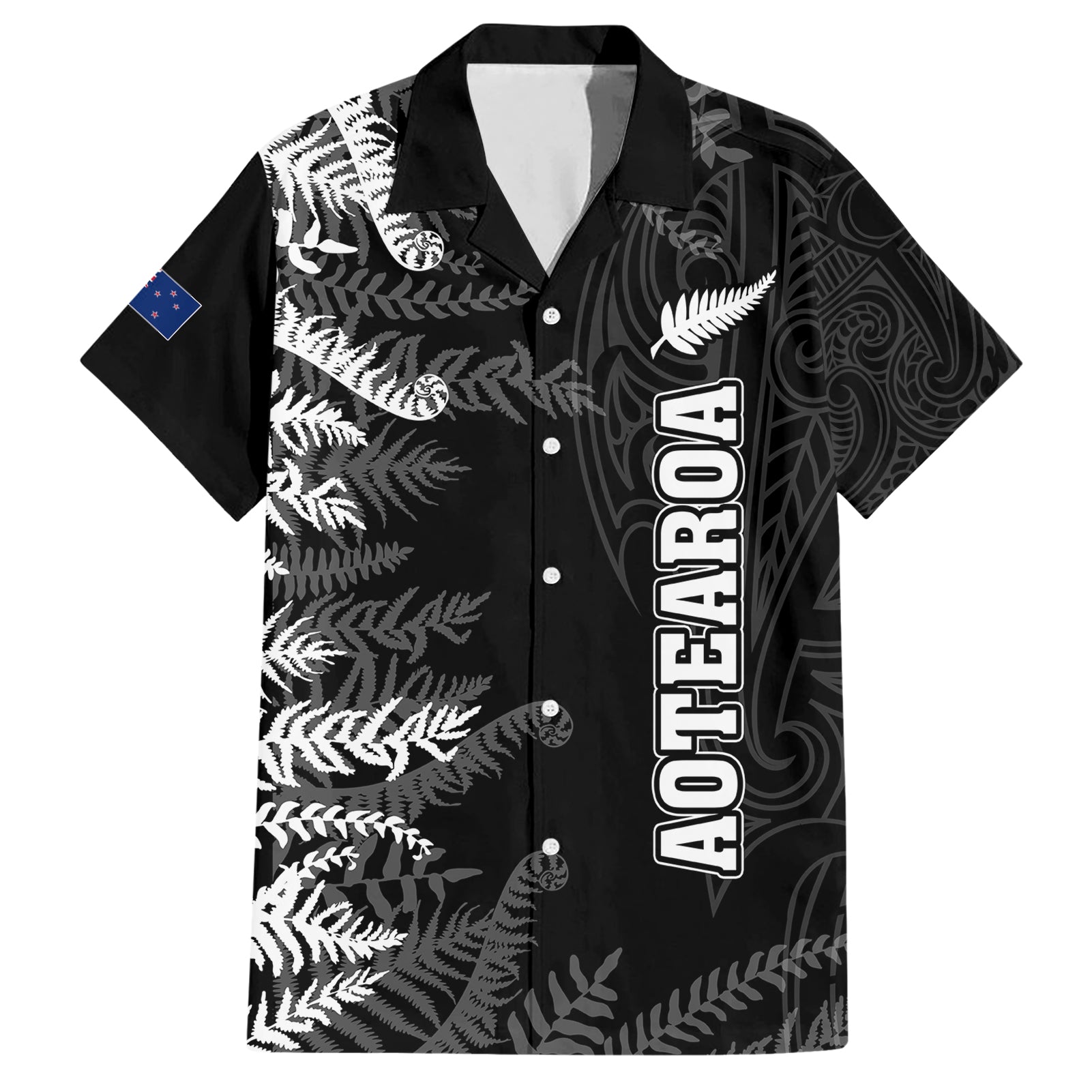 personalised-new-zealand-rugby-hawaiian-shirt-silver-fern-basic-2023-world-cup