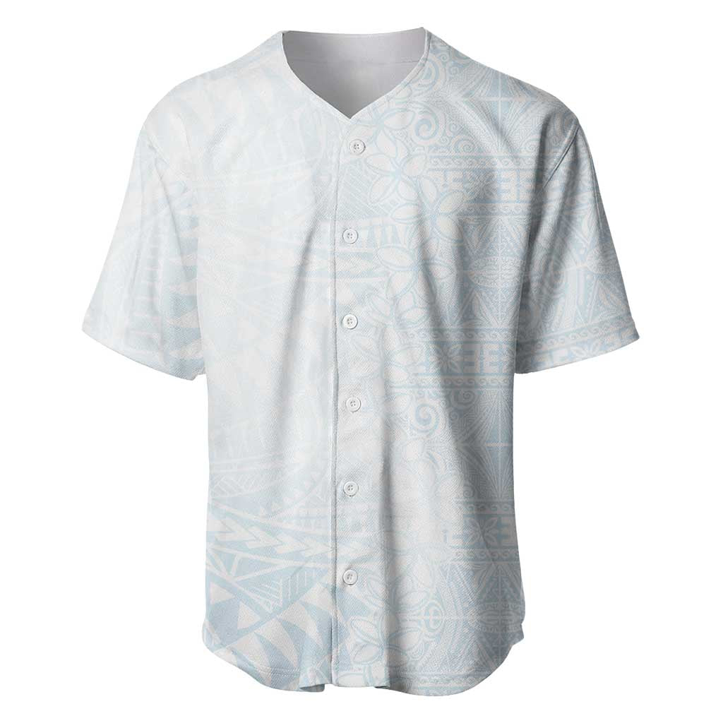 White Sunday Baseball Jersey Plumeria Tatau Mix Tapa