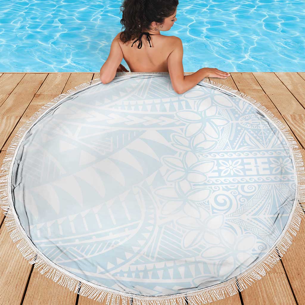 White Sunday Beach Blanket Plumeria Tatau Mix Tapa LT7 - Polynesian Pride