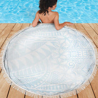 White Sunday Beach Blanket Plumeria Tatau Mix Tapa LT7 - Polynesian Pride