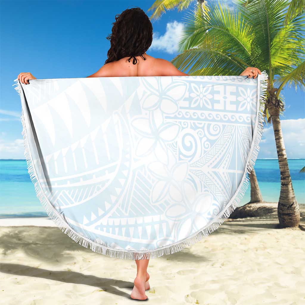 White Sunday Beach Blanket Plumeria Tatau Mix Tapa LT7 - Polynesian Pride