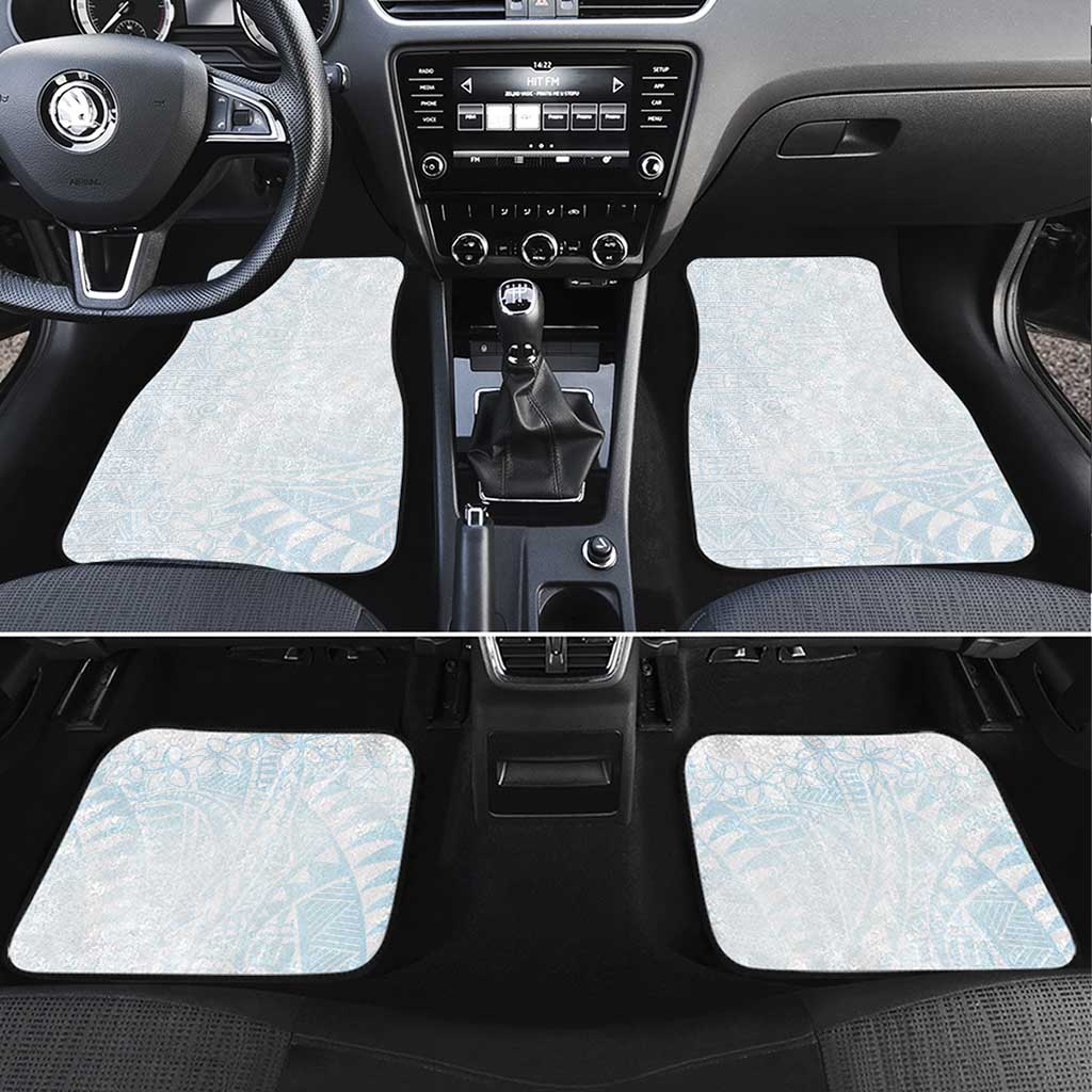 White Sunday Car Mats Plumeria Tatau Mix Tapa LT7 Set 4pcs White - Polynesian Pride
