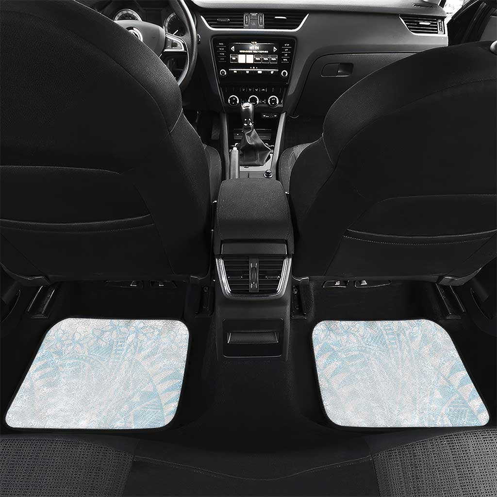 White Sunday Car Mats Plumeria Tatau Mix Tapa LT7 Set 2pcs - Back White - Polynesian Pride