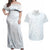 White Sunday Couples Matching Off Shoulder Maxi Dress and Hawaiian Shirt Plumeria Tatau Mix Tapa