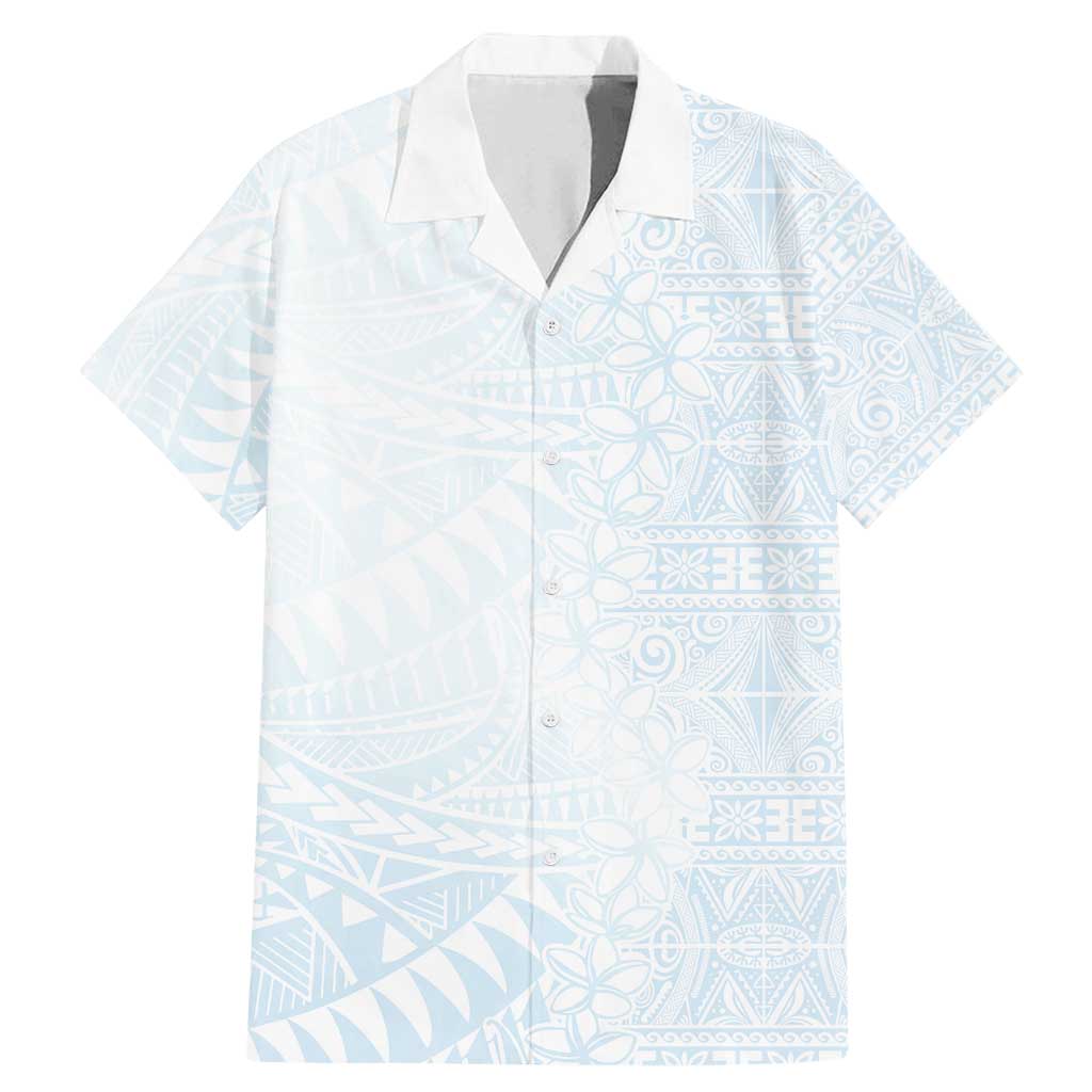 White Sunday Family Matching Mermaid Dress and Hawaiian Shirt Plumeria Tatau Mix Tapa