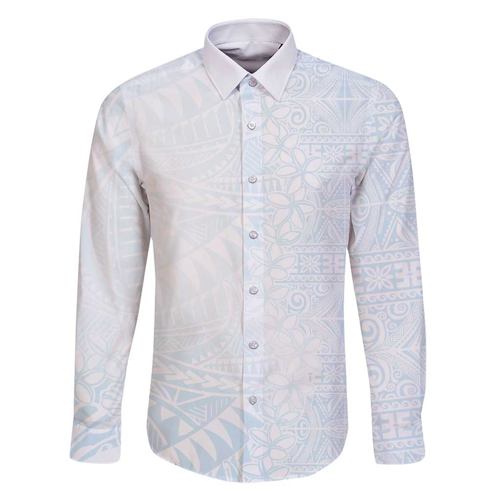 White Sunday Family Matching Mermaid Dress and Hawaiian Shirt Plumeria Tatau Mix Tapa
