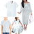 White Sunday Family Matching Off The Shoulder Long Sleeve Dress and Hawaiian Shirt Plumeria Tatau Mix Tapa