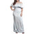 White Sunday Family Matching Off Shoulder Maxi Dress and Hawaiian Shirt Plumeria Tatau Mix Tapa