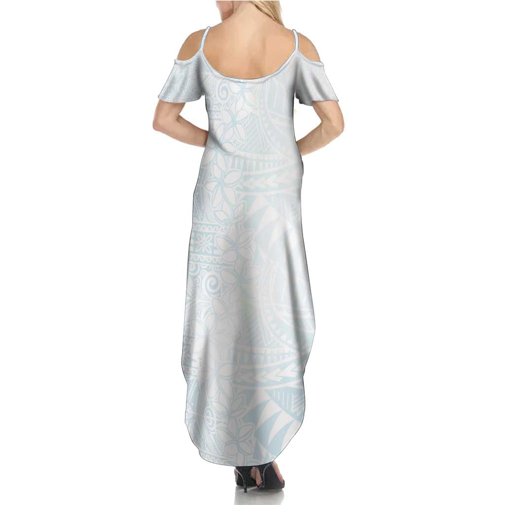 White Sunday Family Matching Summer Maxi Dress and Hawaiian Shirt Plumeria Tatau Mix Tapa
