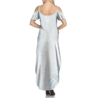 White Sunday Family Matching Summer Maxi Dress and Hawaiian Shirt Plumeria Tatau Mix Tapa