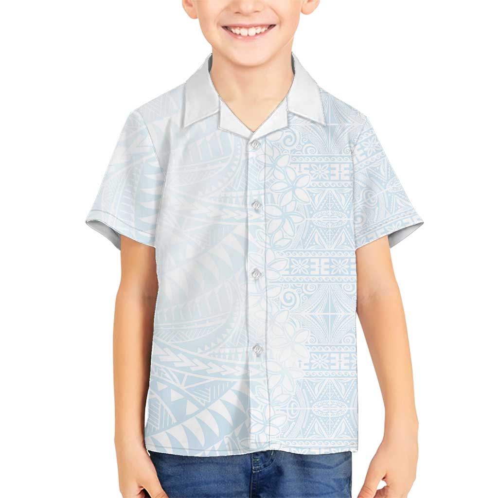 White Sunday Family Matching Tank Maxi Dress and Hawaiian Shirt Plumeria Tatau Mix Tapa
