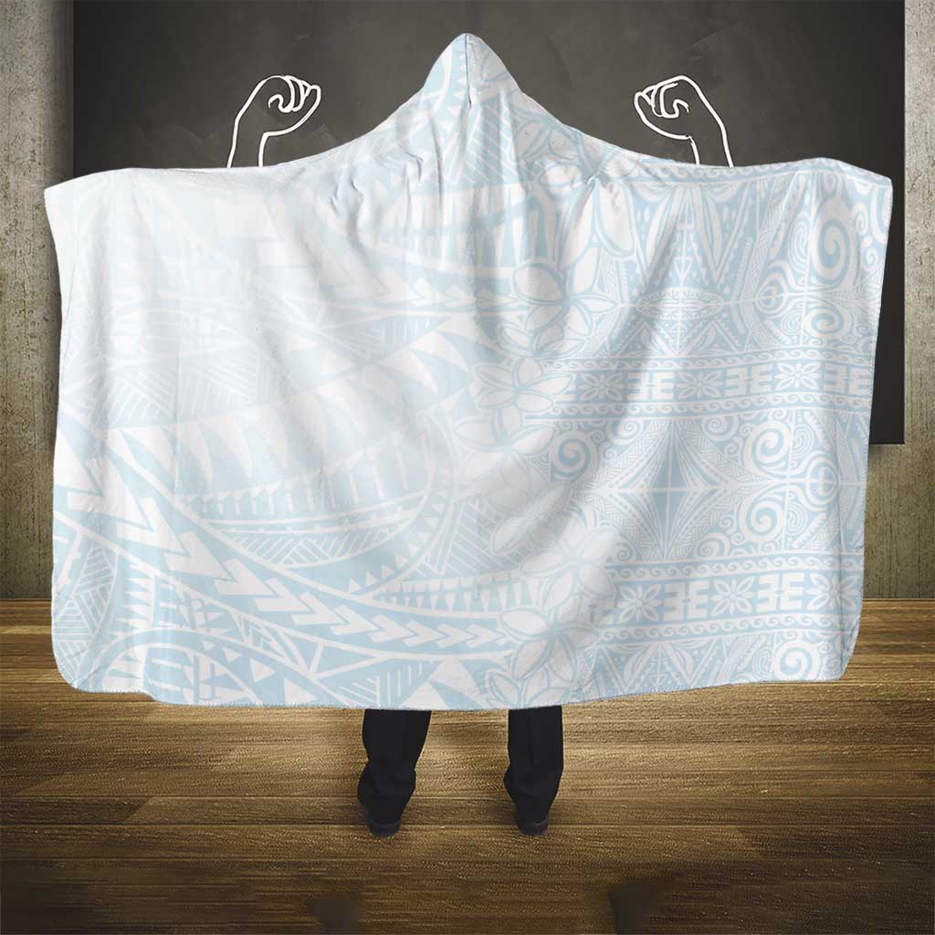 White Sunday Hooded Blanket Plumeria Tatau Mix Tapa LT7 - Polynesian Pride