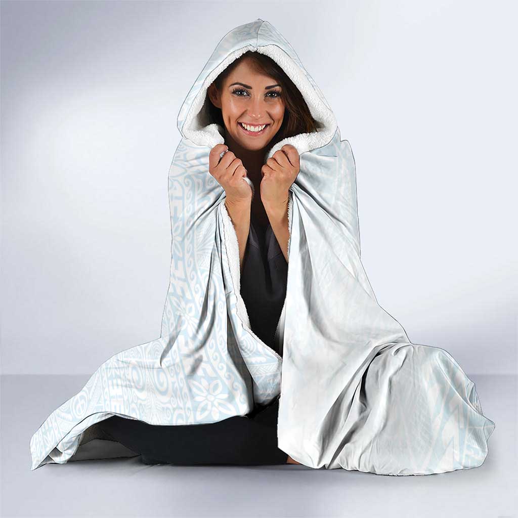White Sunday Hooded Blanket Plumeria Tatau Mix Tapa LT7 - Polynesian Pride