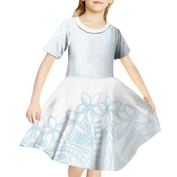 White Sunday Kid Short Sleeve Dress Plumeria Tatau Mix Tapa