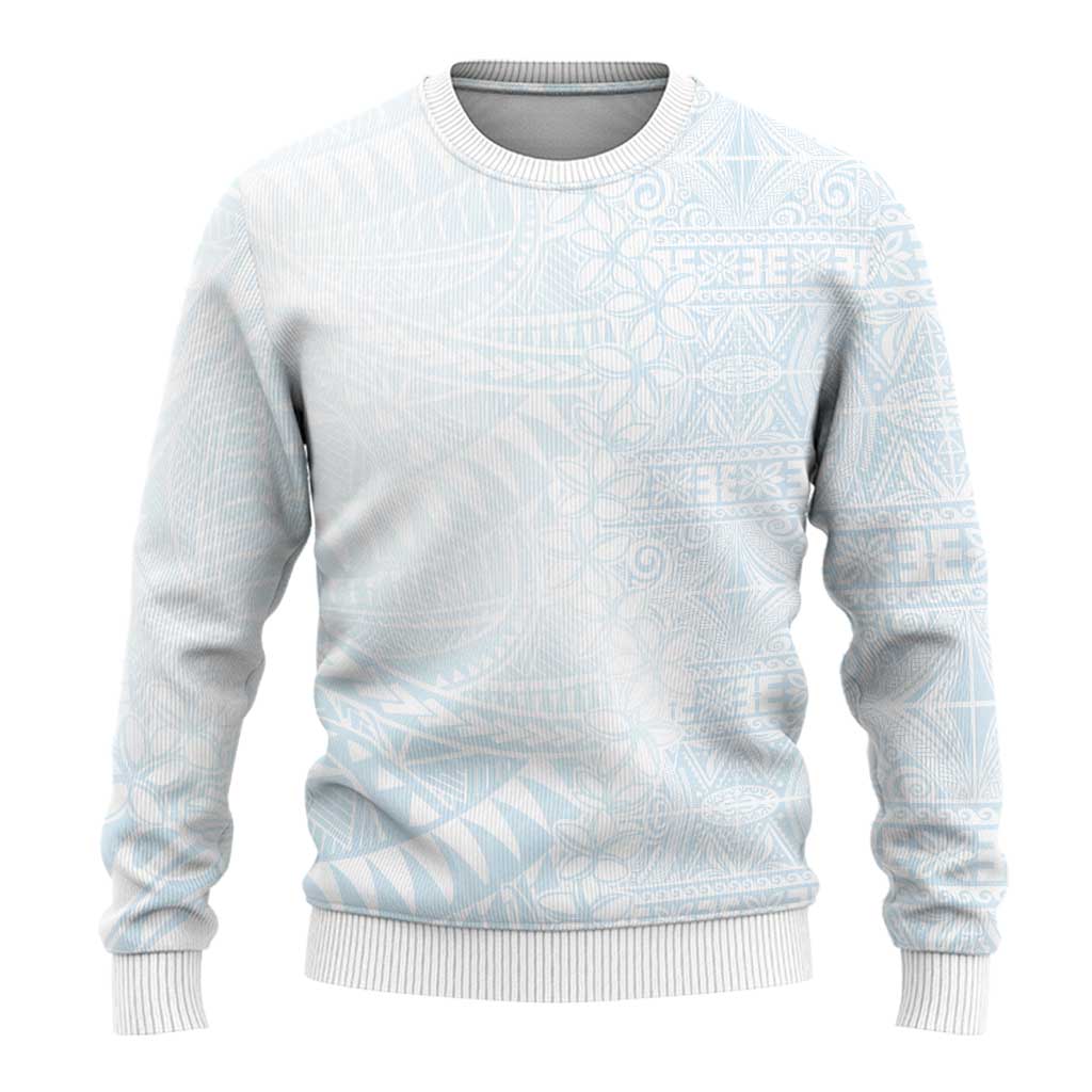 White Sunday Ugly Christmas Sweater Plumeria Tatau Mix Tapa LT7 - Polynesian Pride