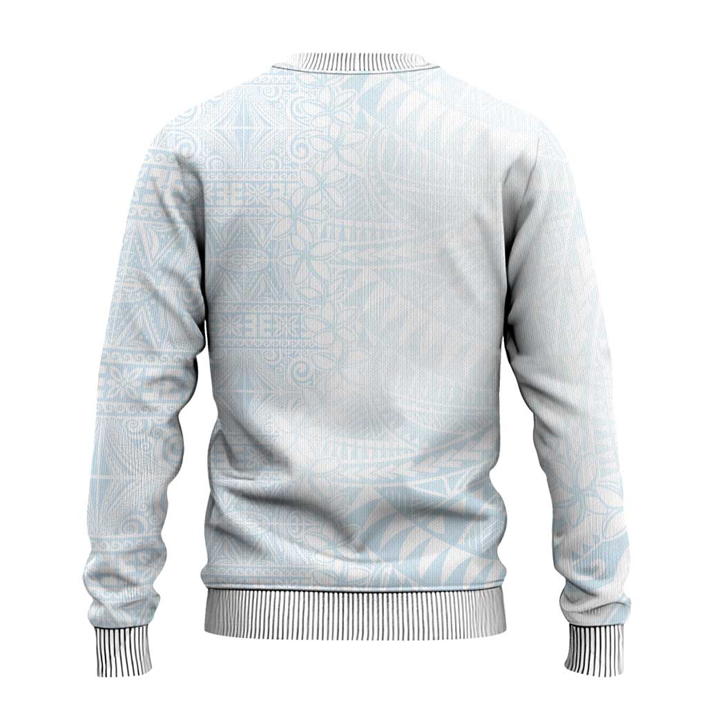 White Sunday Ugly Christmas Sweater Plumeria Tatau Mix Tapa LT7 - Polynesian Pride