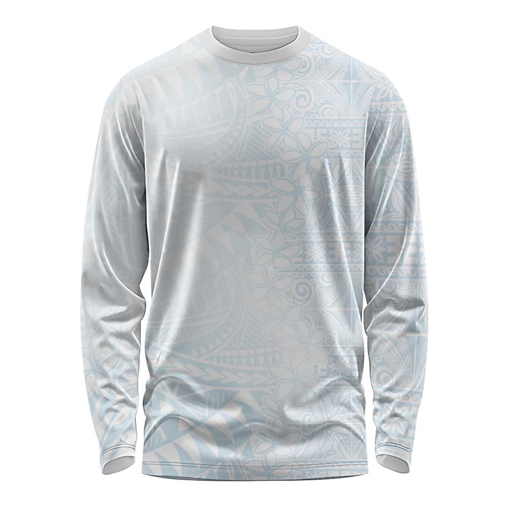 White Sunday Long Sleeve Shirt Plumeria Tatau Mix Tapa