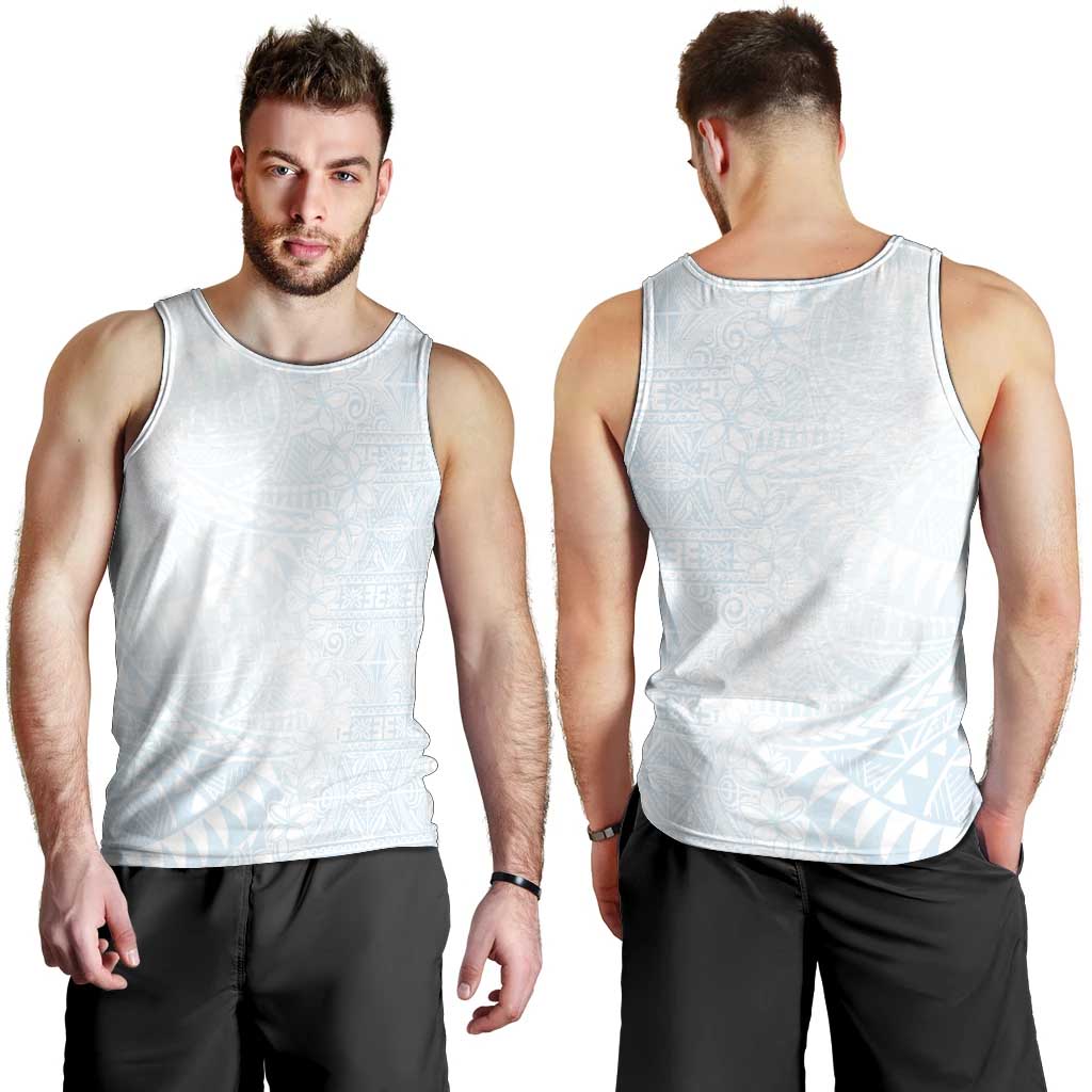 White Sunday Men Tank Top Plumeria Tatau Mix Tapa