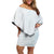 White Sunday Off Shoulder Short Dress Plumeria Tatau Mix Tapa