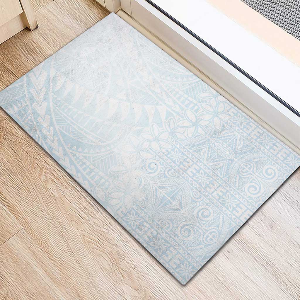 White Sunday Rubber Doormat Plumeria Tatau Mix Tapa LT7 - Polynesian Pride