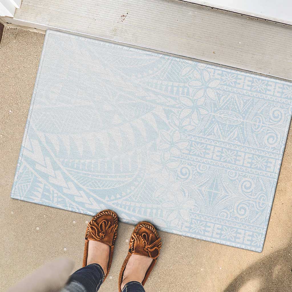 White Sunday Rubber Doormat Plumeria Tatau Mix Tapa LT7 - Polynesian Pride