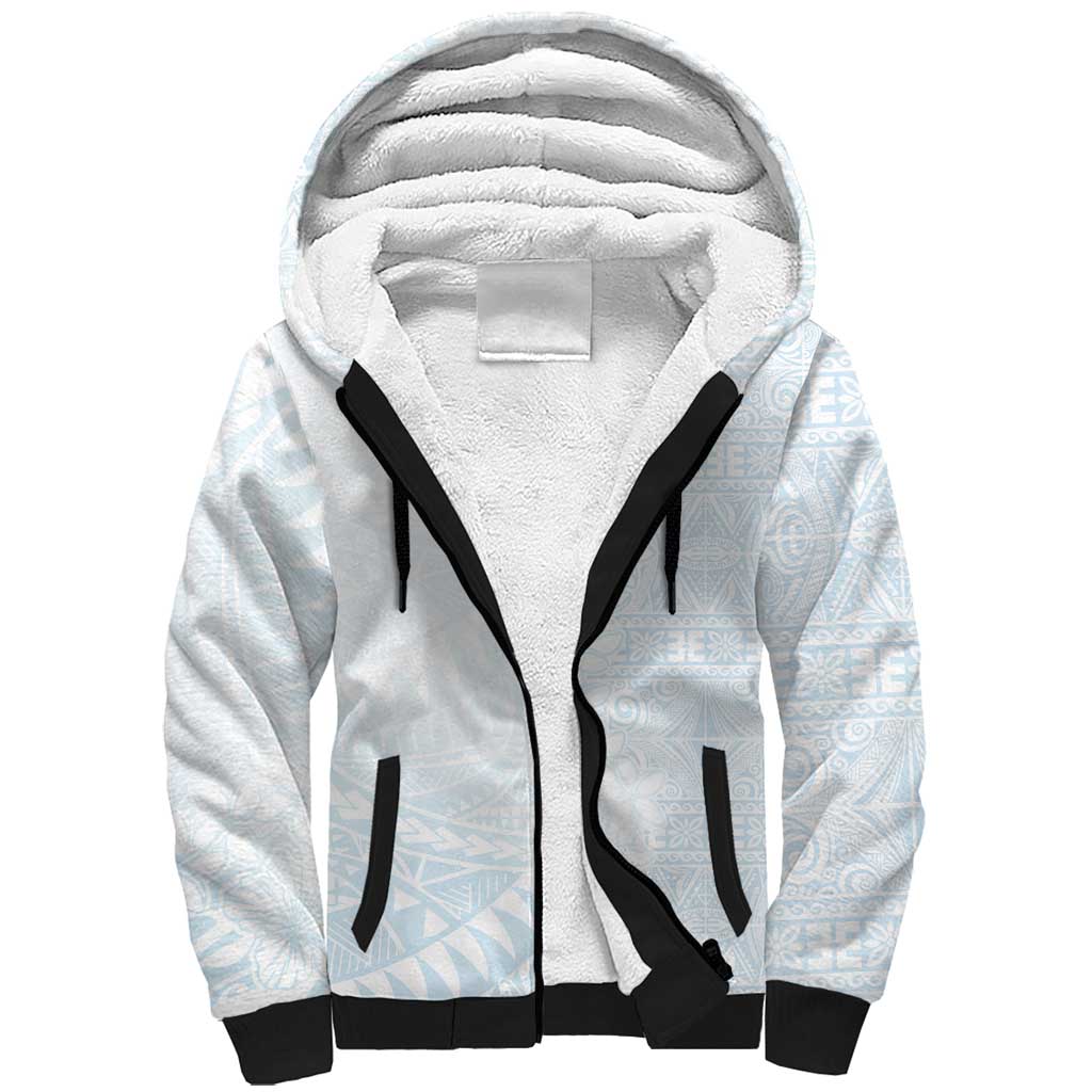 White Sunday Sherpa Hoodie Plumeria Tatau Mix Tapa LT7 Unisex White - Polynesian Pride
