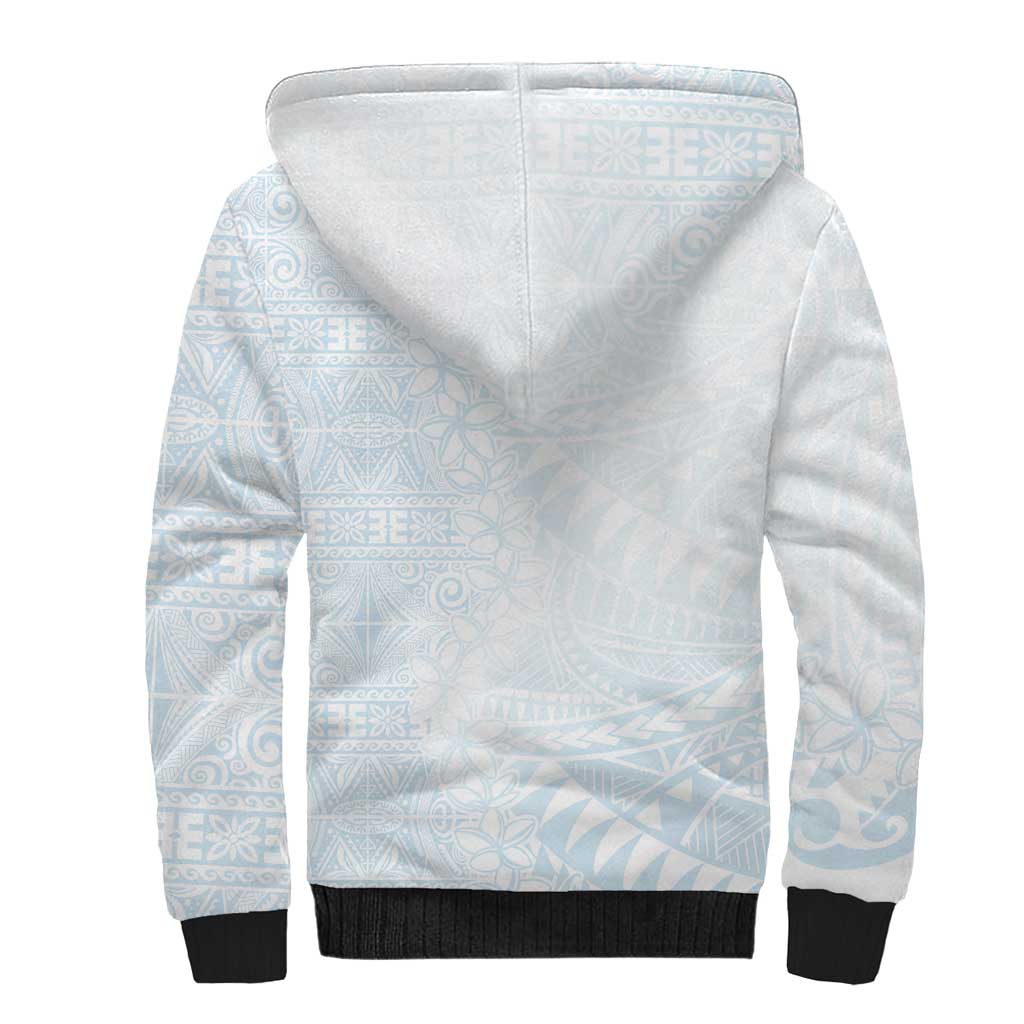 White Sunday Sherpa Hoodie Plumeria Tatau Mix Tapa LT7 - Polynesian Pride