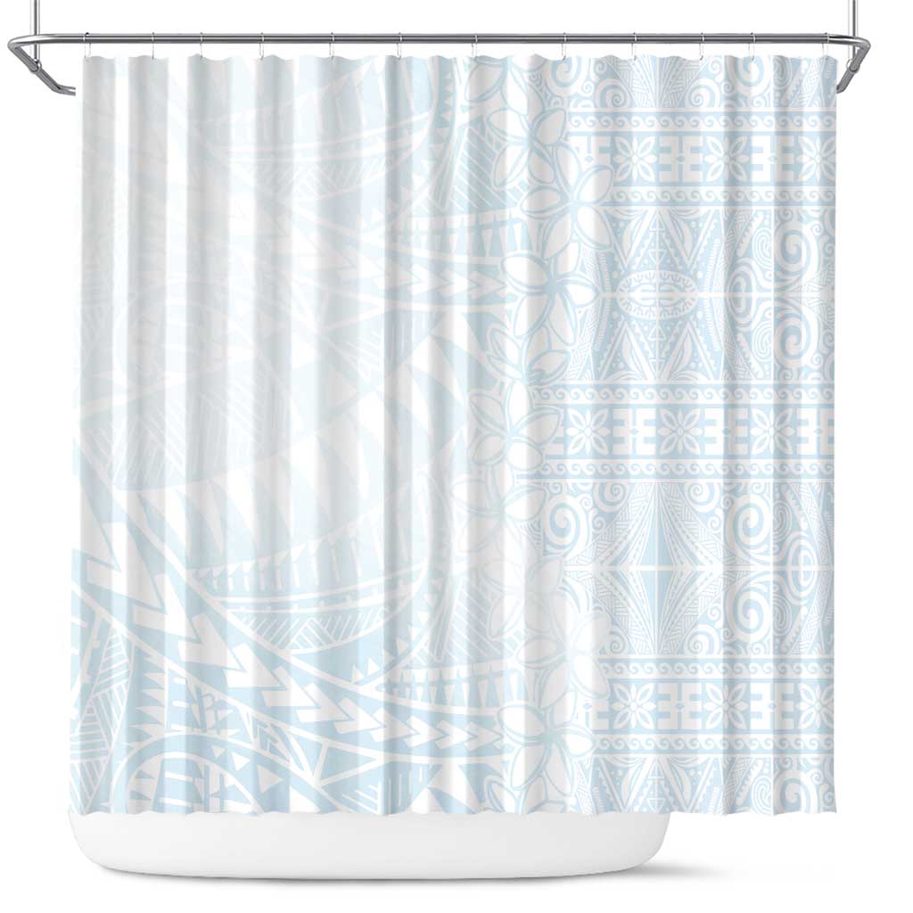 White Sunday Shower Curtain Plumeria Tatau Mix Tapa