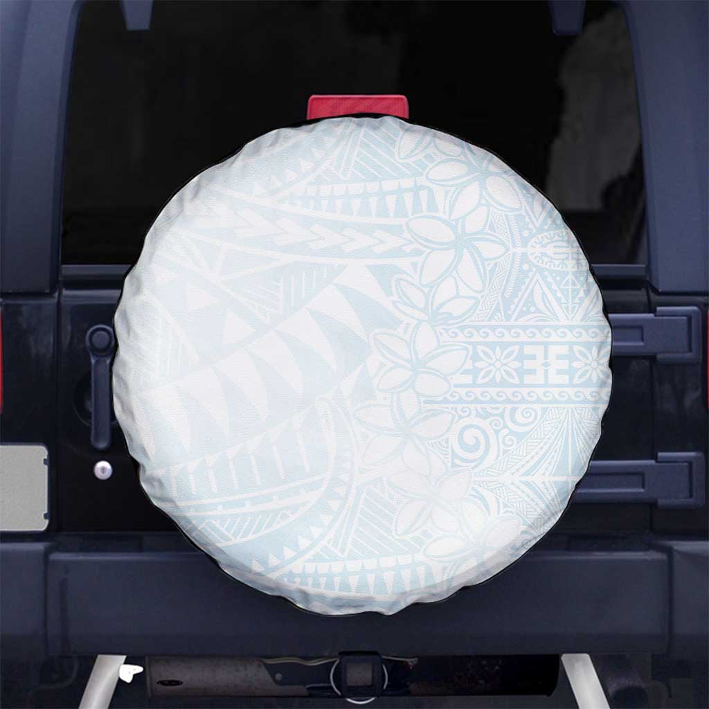 White Sunday Spare Tire Cover Plumeria Tatau Mix Tapa LT7 - Polynesian Pride