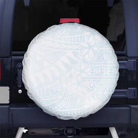 White Sunday Spare Tire Cover Plumeria Tatau Mix Tapa LT7 - Polynesian Pride
