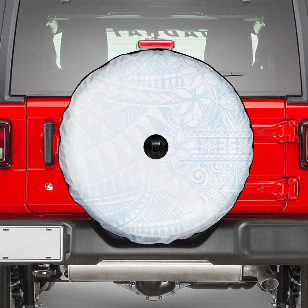 White Sunday Spare Tire Cover Plumeria Tatau Mix Tapa LT7 - Polynesian Pride