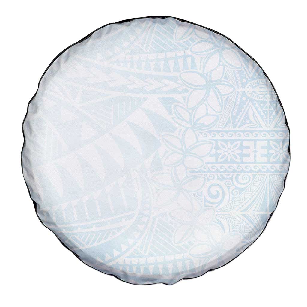 White Sunday Spare Tire Cover Plumeria Tatau Mix Tapa LT7 - Polynesian Pride