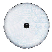 White Sunday Spare Tire Cover Plumeria Tatau Mix Tapa LT7 - Polynesian Pride