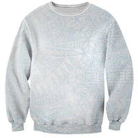 White Sunday Sweatshirt Plumeria Tatau Mix Tapa LT7 Unisex White - Polynesian Pride