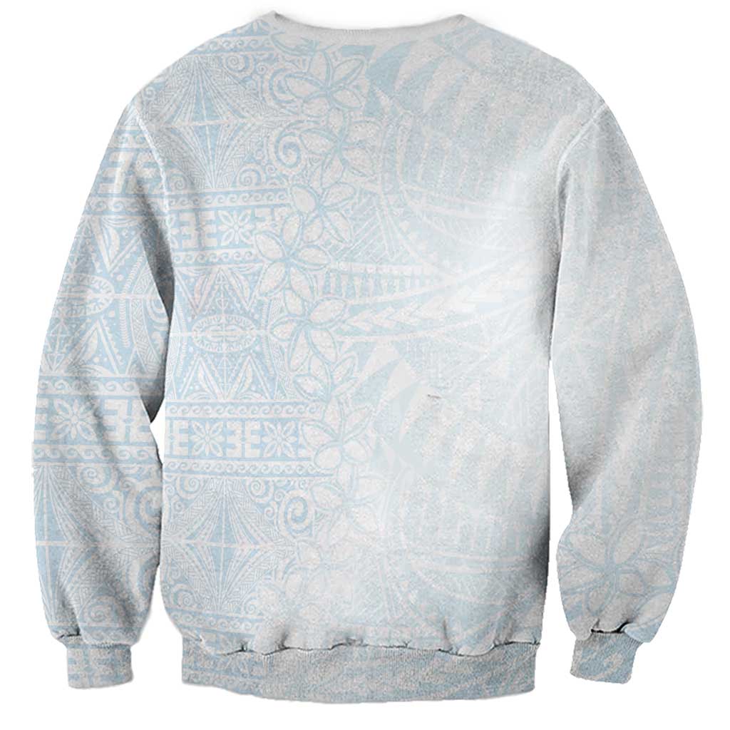 White Sunday Sweatshirt Plumeria Tatau Mix Tapa LT7 - Polynesian Pride