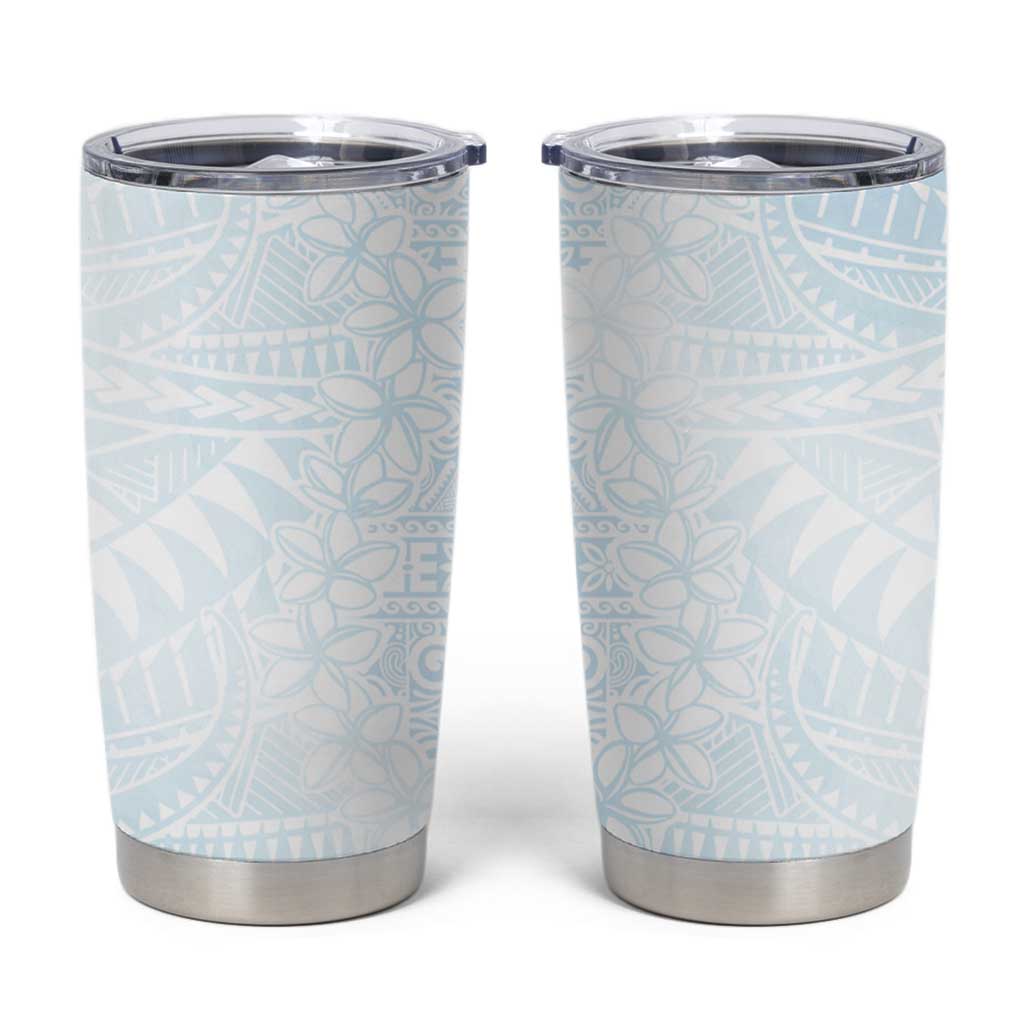 White Sunday Tumbler Cup Plumeria Tatau Mix Tapa LT7 White - Polynesian Pride