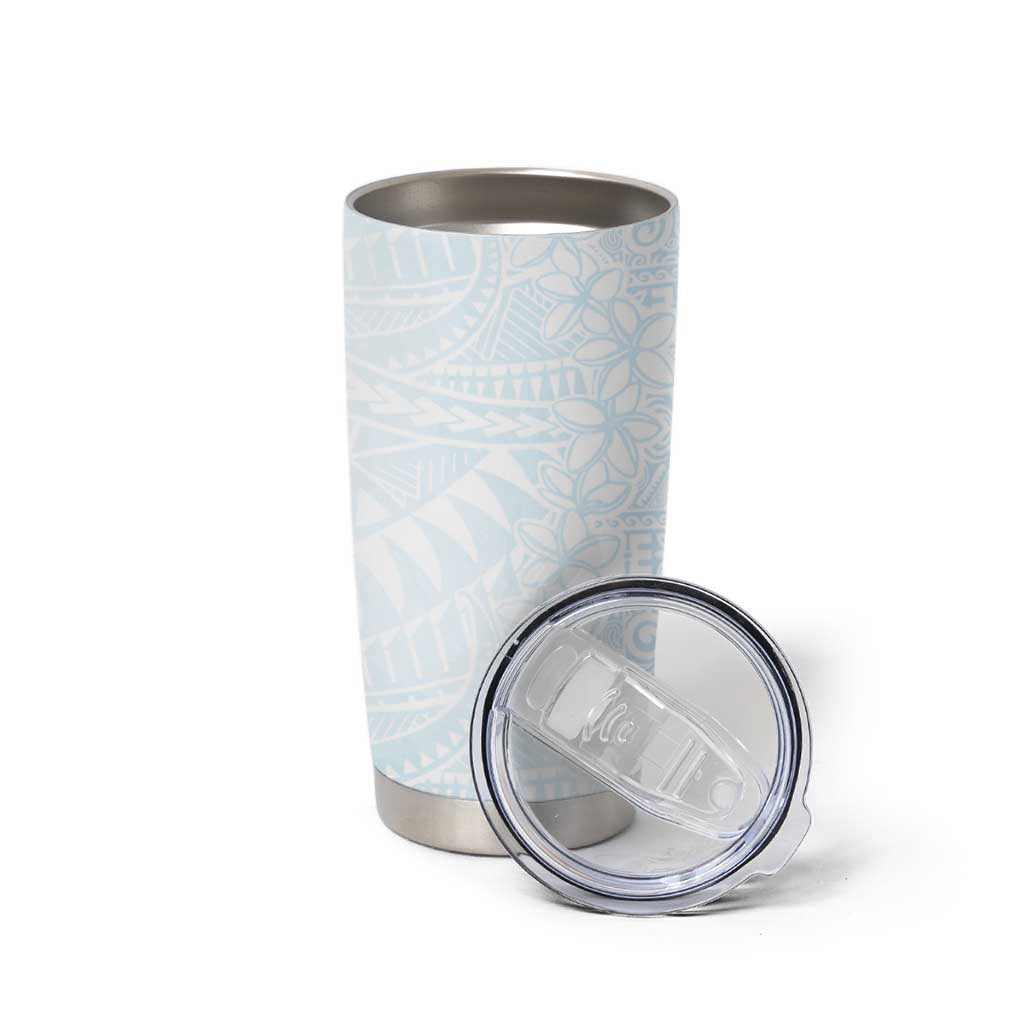 White Sunday Tumbler Cup Plumeria Tatau Mix Tapa LT7 - Polynesian Pride