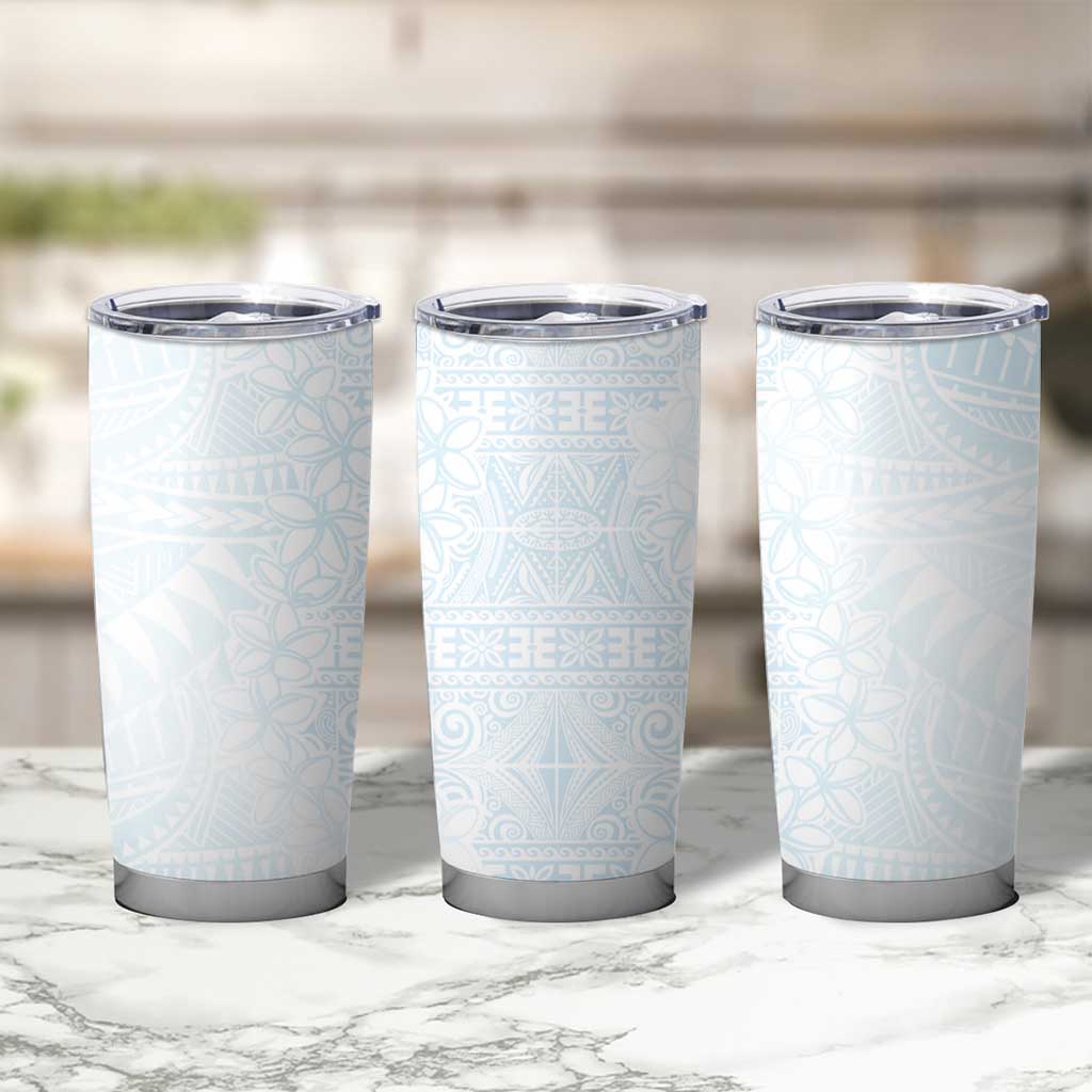 White Sunday Tumbler Cup Plumeria Tatau Mix Tapa LT7 - Polynesian Pride