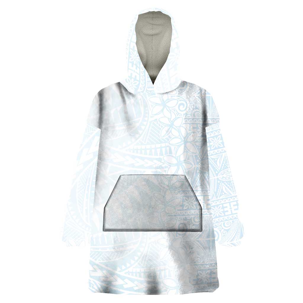 White Sunday Wearable Blanket Hoodie Plumeria Tatau Mix Tapa LT7 One Size White - Polynesian Pride