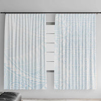 White Sunday Window Curtain Plumeria Tatau Mix Tapa LT7 With Hooks White - Polynesian Pride